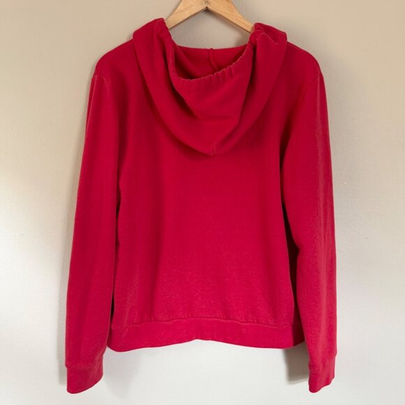 PINK Victoria's Secret Red Zip Hoodie Sweatshirt Women's Gold Logo Size XL - Picture 2 of 10